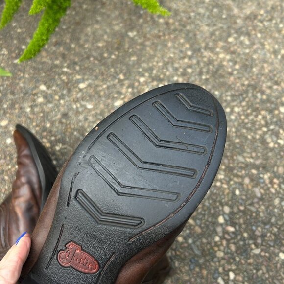 Justin Men's Stampede Brown Western Boots Size 11 1/2 D Style 2551 - Picture 5 of 14